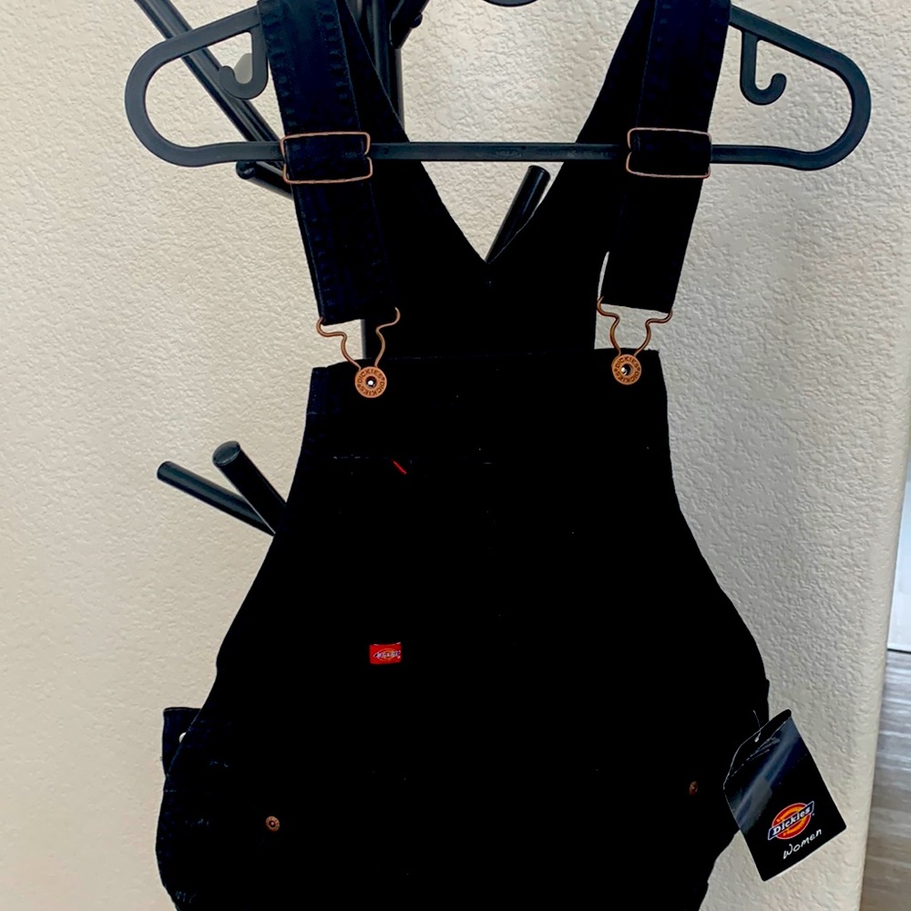 NWT Black Dickies Womens XS Stretch Double Front Bib Overall